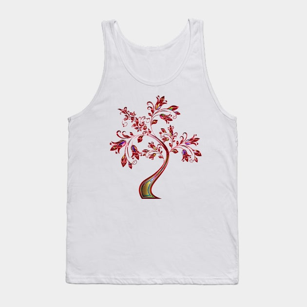 Floral ornamental tree in multiple colours 2 Tank Top by Montanescu